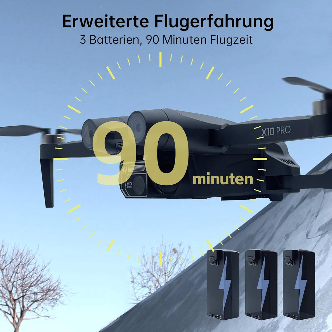 CHUBORY X10 PRO GPS Drohne mit 4K UHD Kamera für Erwachsene | 90 Min Flugzeit & 1000m Steuerreichwei