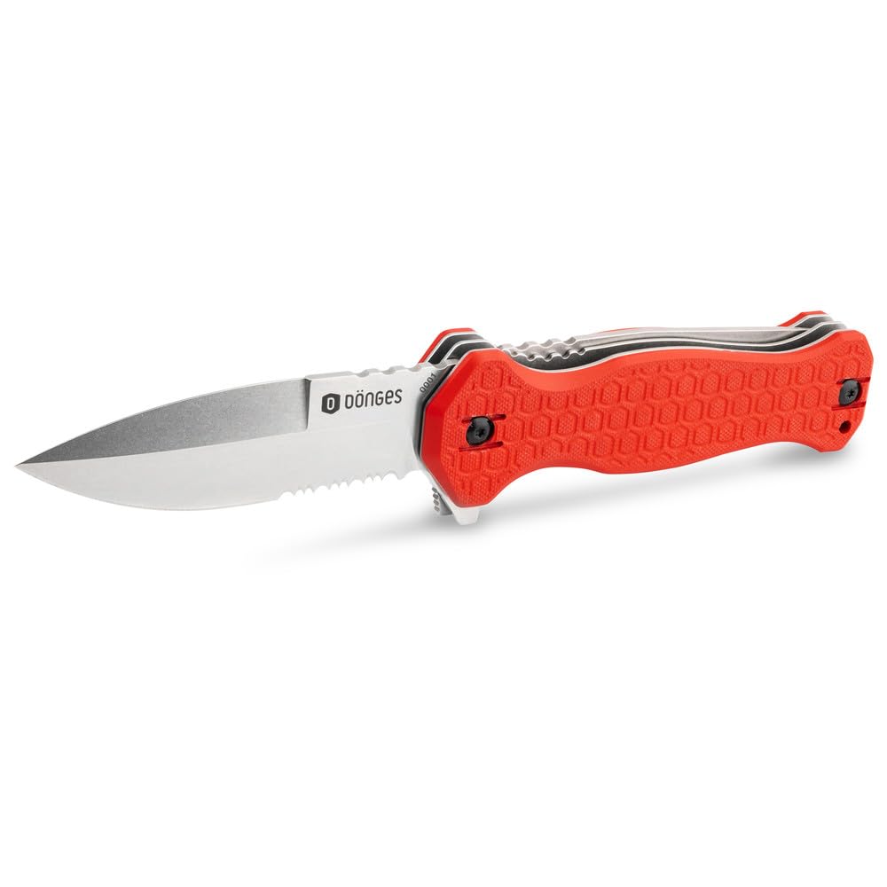 Dönges Expert Folder - Vielseitiges Rettungsmesser mit Spearpoint & Rescue-Tool-Klinge - Taschenmess