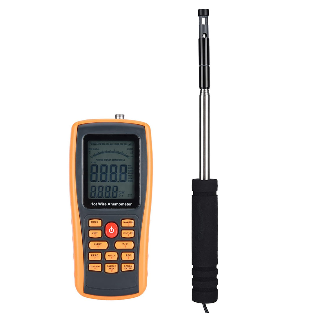 Tragbares Digitales Heissdraht-Windgeschwindigkeits- und Temperaturmessgerät, Anemometer, 500 Datens