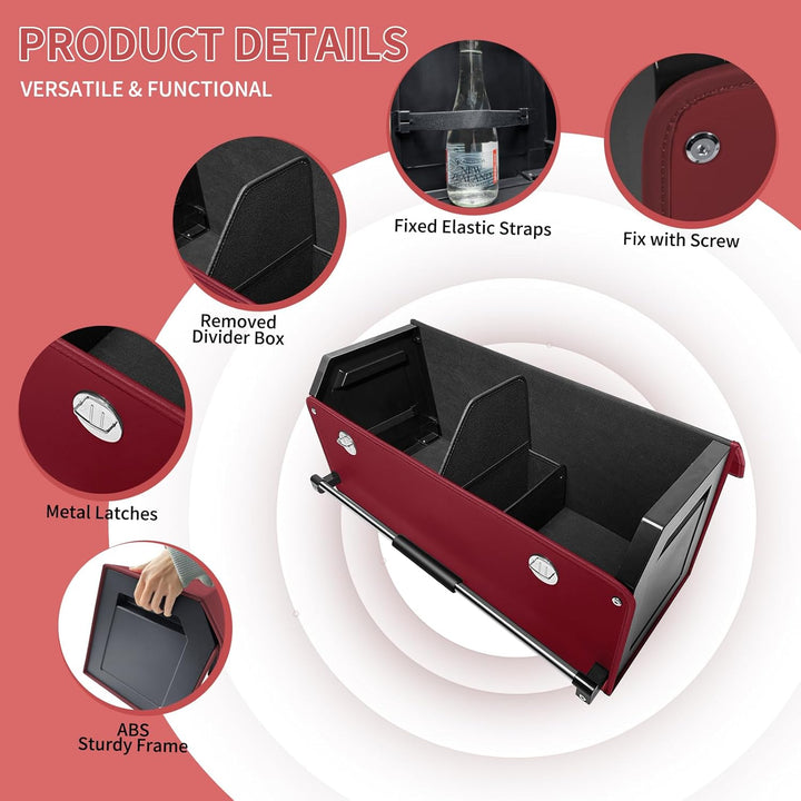 60L Premium Leder Auto Kofferraum Organizer mit Deckel - Stabile Griffe, Multifunktionellem Aufbewah