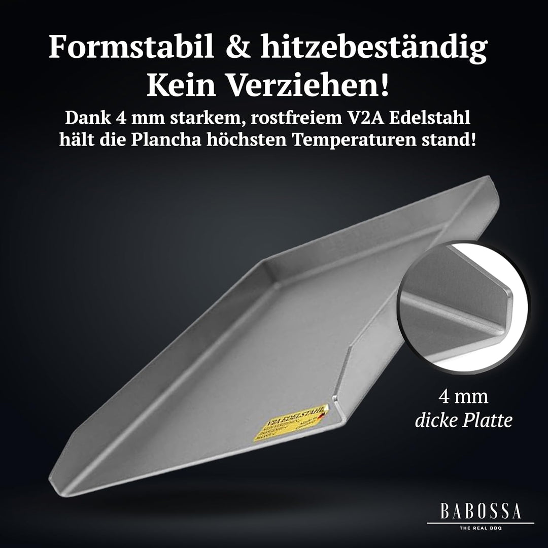 BABOSSA® Premium Plancha/Grillplatte [30x43.5cm] kompatibel mit Broil King Baron & Crown | Massiver,