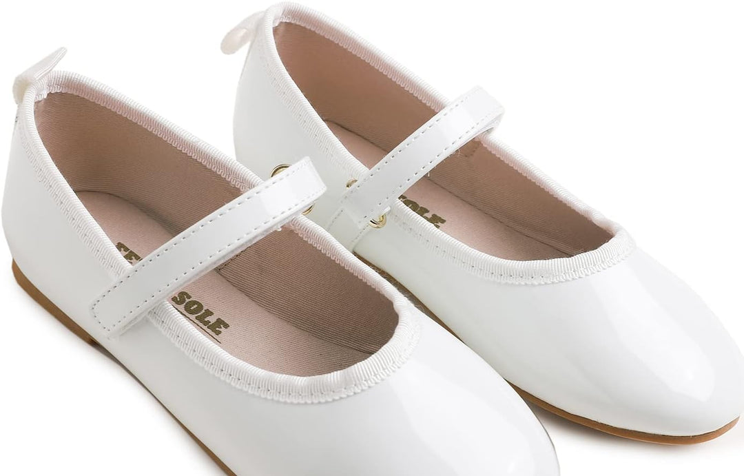 Feversole Girls Cute Dress, Mädchen süsses Kleid Mary Jane Schuhe weiche Party Urlaub Ballerinas 32