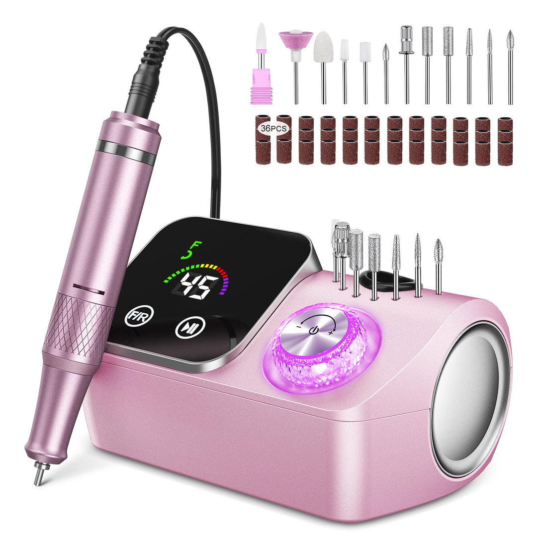 Elektrischer Nagelfeile Nagelfräser für Gelnägel, 45000 U/min Nagelfräser Professioneller mit LCD-An