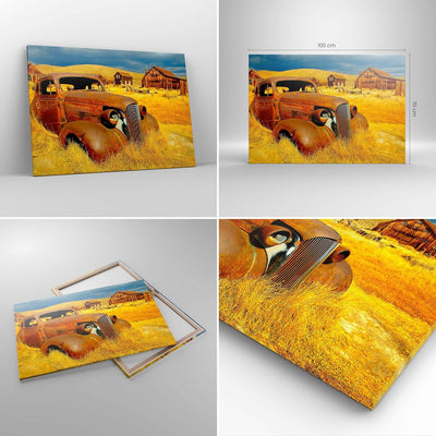 Bilder auf Leinwand 100x70cm Leinwandbild Bauernhof altes Auto aufgegeben Gross Wanddeko Bild Schlaf