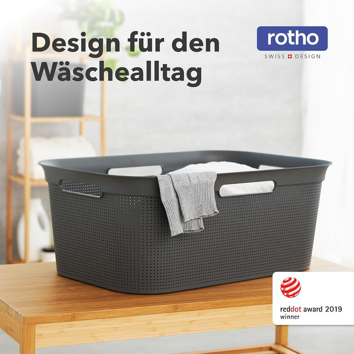 Rotho Brisen 4er-Set Wäschekorb 40l, Kunststoff (PP) BPA-frei , anthrazit,