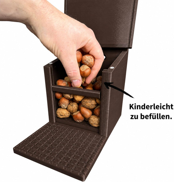 Eichhörnchen-Futterhaus – mit Geländerbefestigung für Balkon, Dachrinne &amp; Zaunpfosten – witterungsbe