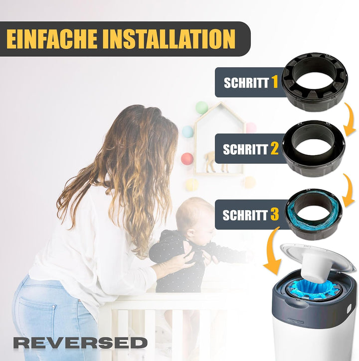 REVERSED® 10 Stück Nachfüllfolie für Windeleimer - Kompatibel mit Tommee Tippee Twist & Click Angelc
