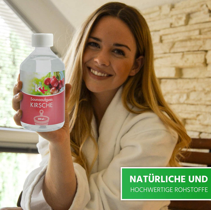 KK Sauna Aufguss Konzentrate PREMIUM - Made in Germany - Duftsorte Kirsche - 500 ml Flasche - Wellne