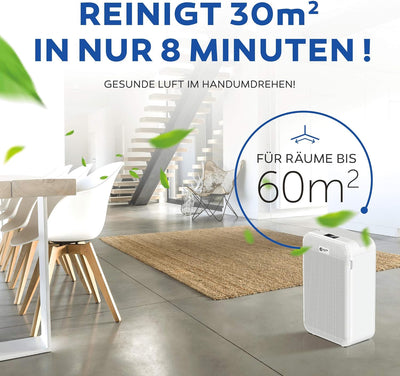 Balter LR-02 Luftreiniger, 5 Fach Filter mit HEPA H13, 99,97% Luftfilter Leistung, CADR 360m³/h, LCD