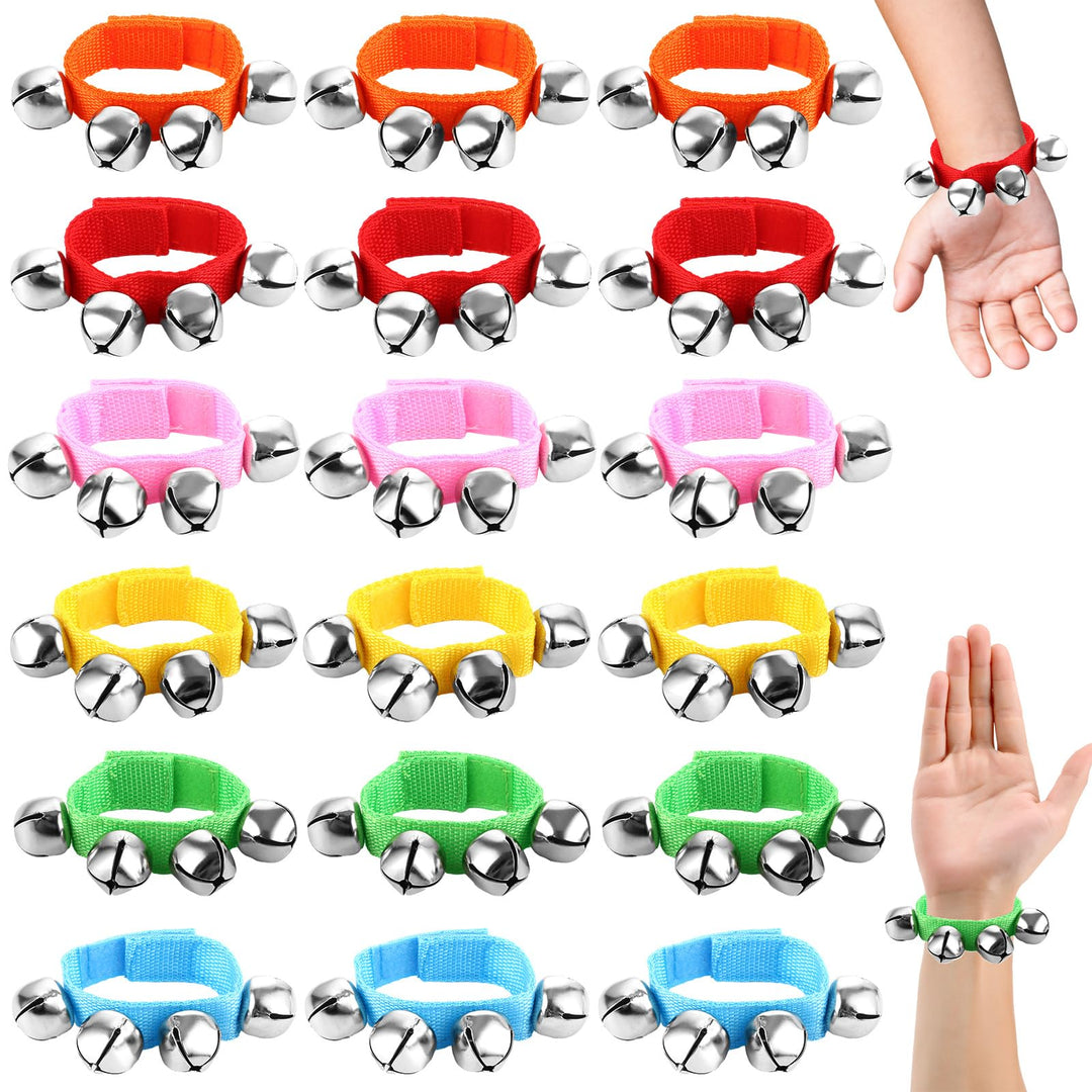 STARVAST 18 Stück Handgelenk Glocken,6 Farben Glocken Armbänder,Glockenband Set,Percussion Spielzeug