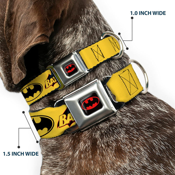 Buckle-Down BMC Batman schwarz/gelb Hund Halsband L - Fits 15-26" - 1.0" Wide, L - Fits 15-26" - 1.0