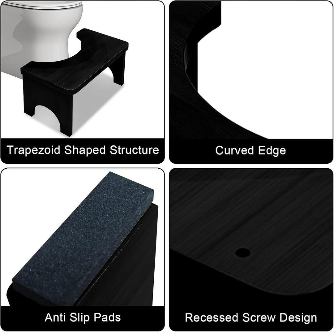 Toilettenhocker aus Bambus, 37×20×17 cm Rutschfester & Ergonomischer WC Hocker zur Verdauungsförderu
