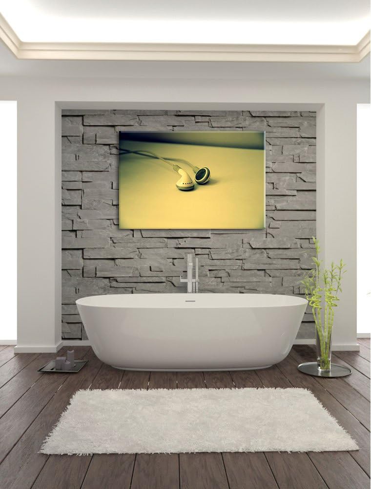 Pixxprint Kopfhörer auf Leinwand, XXL riesige Bilder fertig gerahmt mit Keilrahmen, Kunstdruck auf W