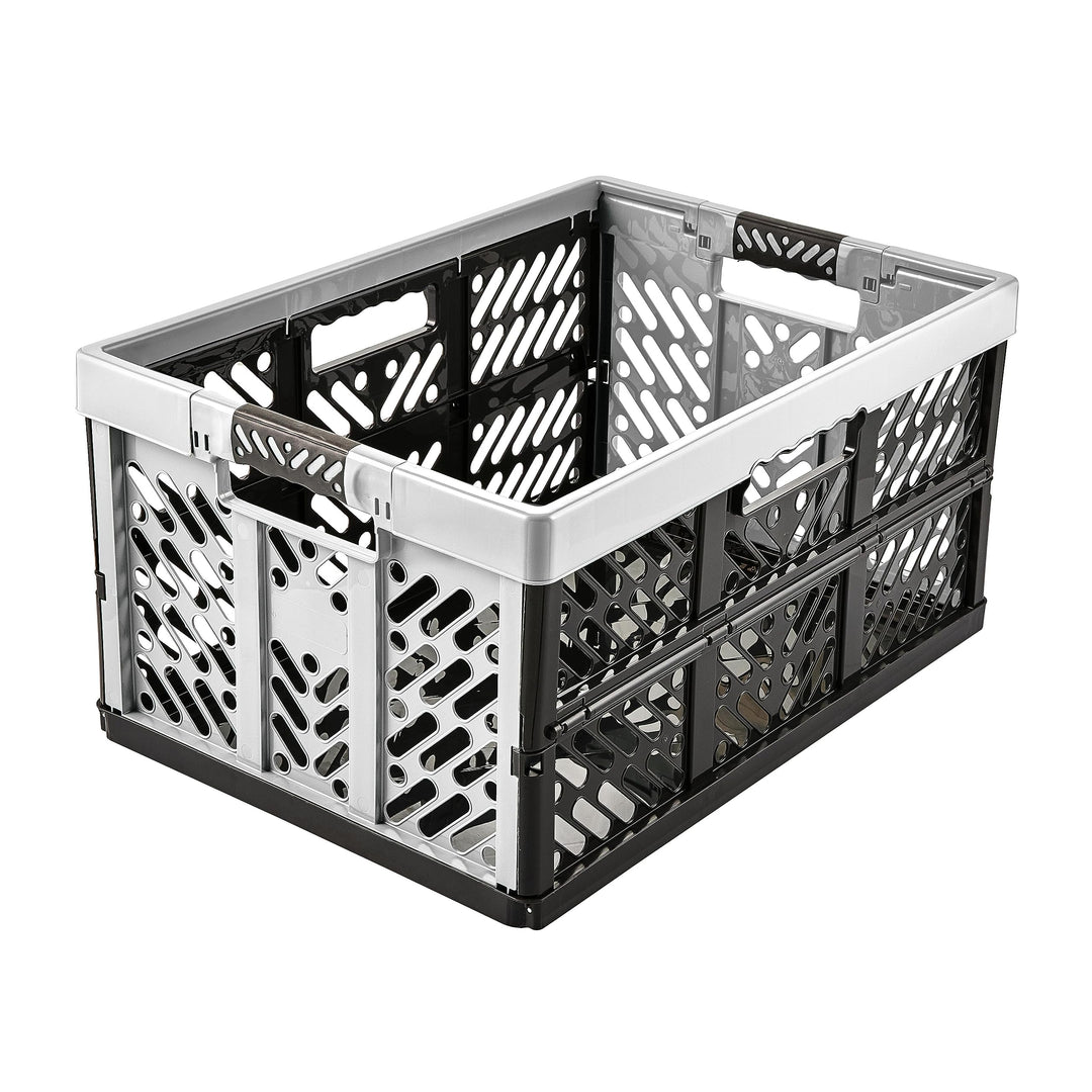 keeeper 2x Stabile Profi-Klappboxen mit Soft-Touch Griffen, 54 x 37 x 28 cm, 45 l, Ben, Hellgrau Hel