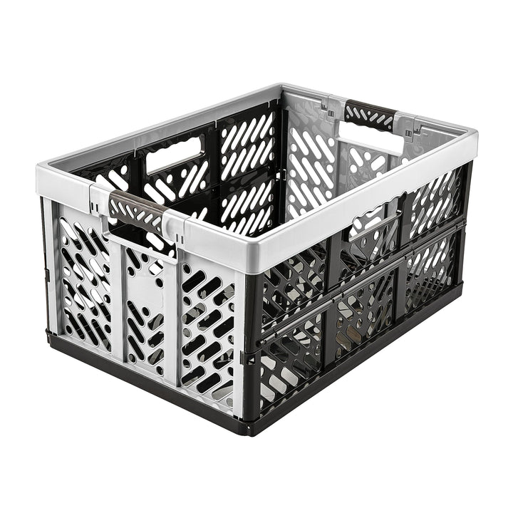 keeeper 2x Stabile Profi-Klappboxen mit Soft-Touch Griffen, 54 x 37 x 28 cm, 45 l, Ben, Hellgrau Hel
