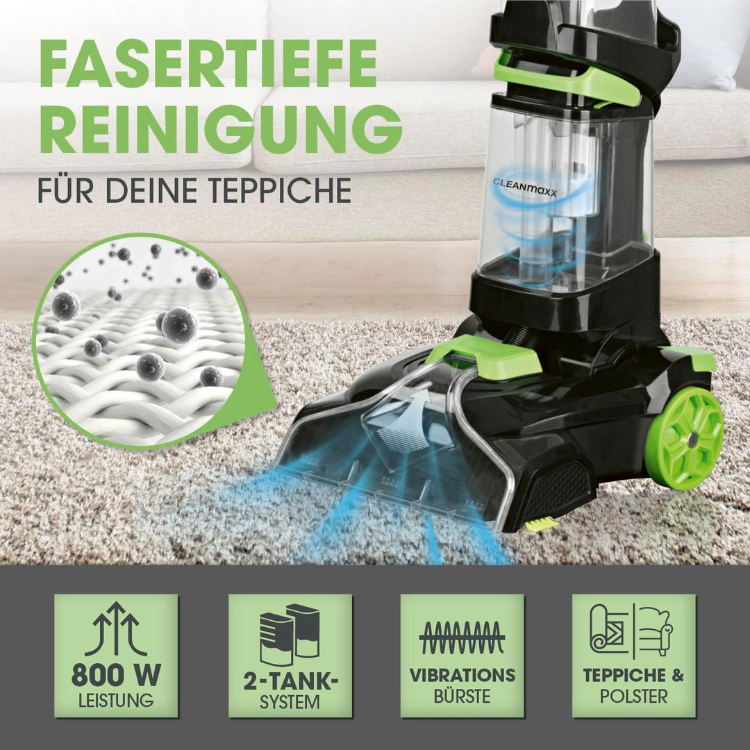 CLEANmaxx Teppich- & Hartbodenreiniger PRO zum Reinigen nahezu aller Hartböden und Auffrischen von T