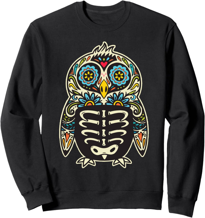 Eule Sugar Skull Skelett Dia De Los Muertos Sweatshirt