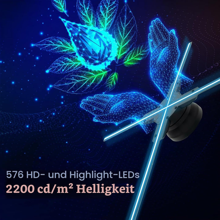 50CM 3D Hologramm Projektor mit WiFi und Bluetooth,3D Hologramm Fan mit 560 Leds und 2200 cd/m² und