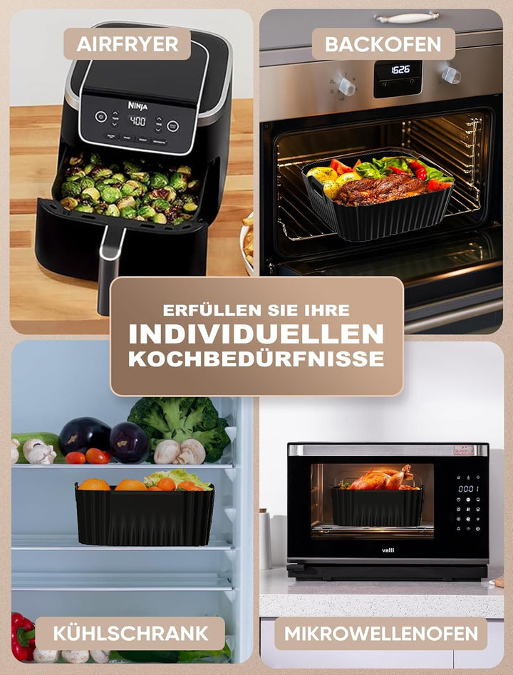 3 Stück Silikonform Heissluftfritteuse Für Ninja Air Frye PRO 4.7L/Max 6.2L/Cosori 5.5L/6L/Philips 6