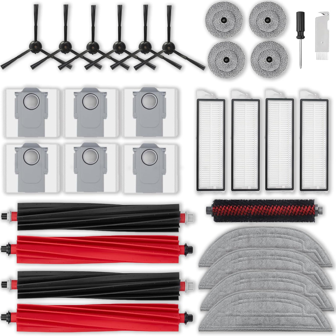 Zubehör für Roborock S8 MaxV Ultra / S8 Max Ultra, 4 Hauptbürste, 4 Wischtücher, 4 Filter, 6 Staubbe