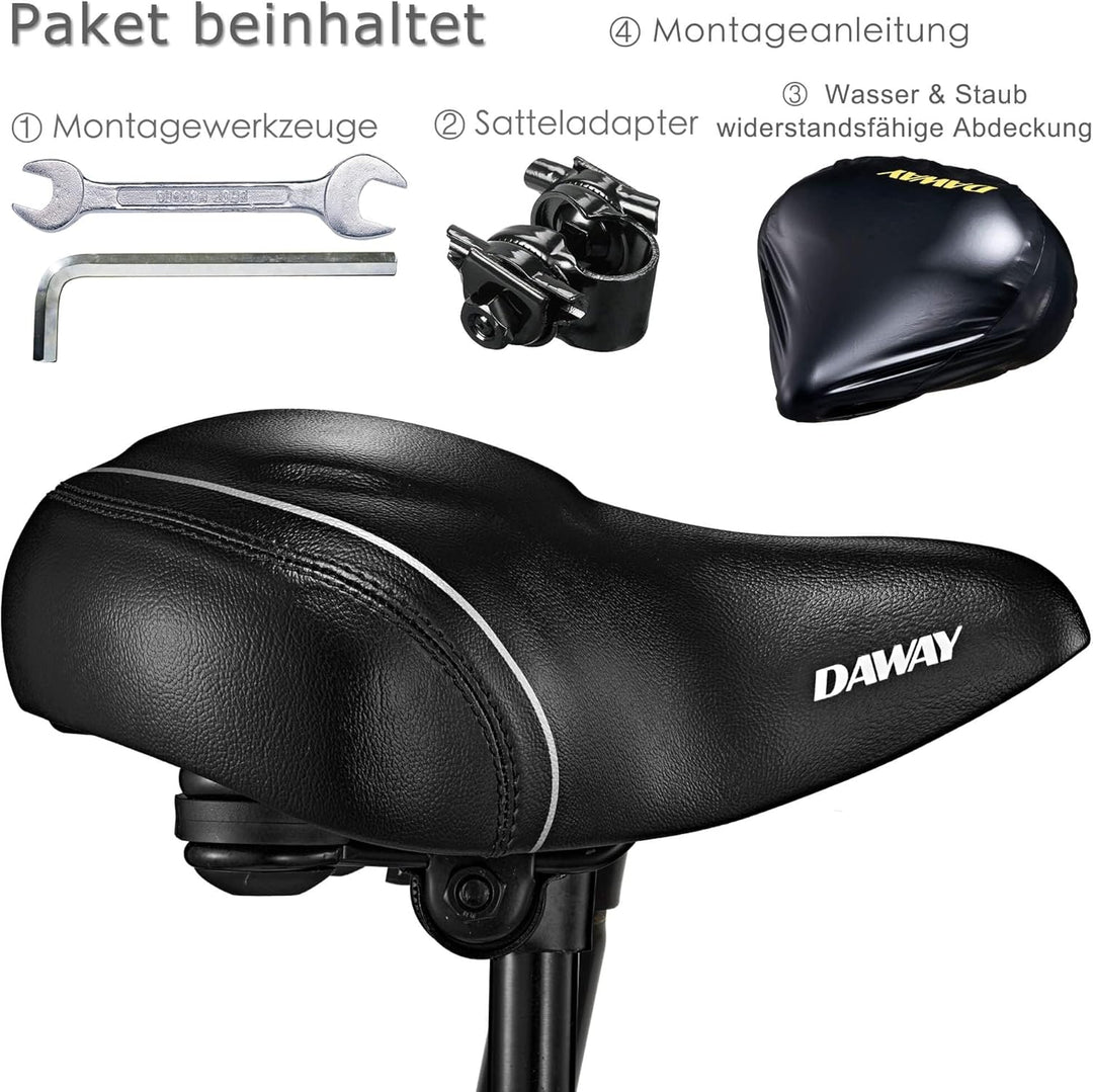 DAWAY Übergrosser Bequemer Fahrradsattel City - C40 Extra Weicher Schaum gepolstert Fahrrad Sattel f