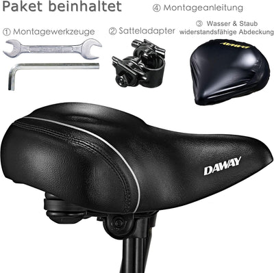 DAWAY Übergrosser Bequemer Fahrradsattel City - C40 Extra Weicher Schaum gepolstert Fahrrad Sattel f