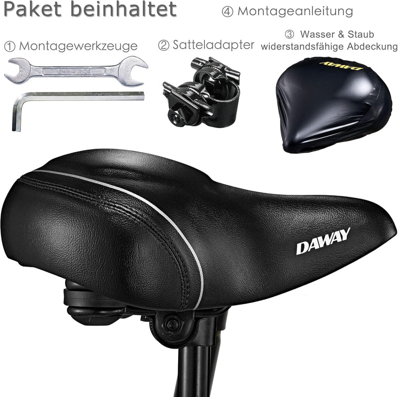 DAWAY Übergrosser Bequemer Fahrradsattel City - C40 Extra Weicher Schaum gepolstert Fahrrad Sattel f