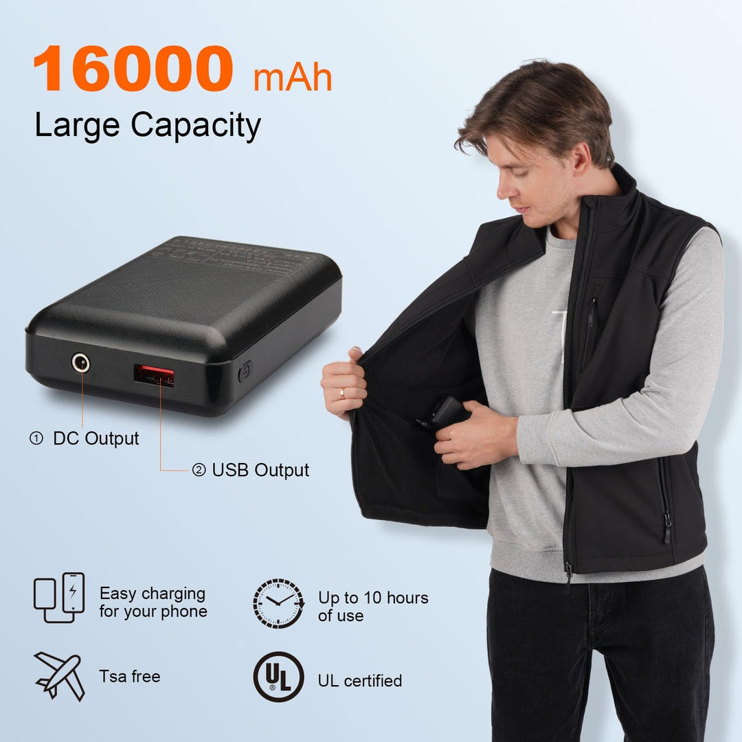 Moteoza Eletriksche Beheizte Weste Herren Wärmeweste mit Akku, Heizweste Winterjacke S Schwarz, S Sc