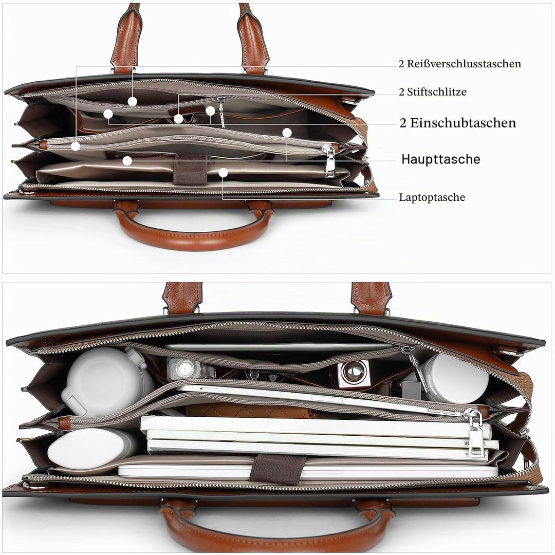 BOSTANTEN Damen Aktentaschen Leder Laptop Schultertasche 15.6 Zoll Frauen Arbeitstasche Businesstasc