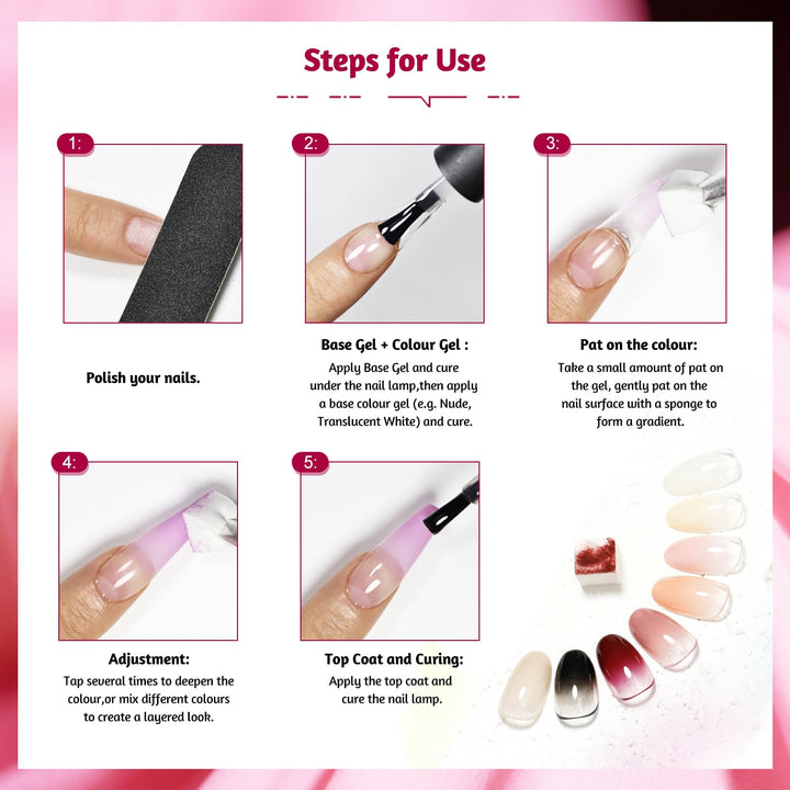 JODSONE 9 Farben Ombre-Nägel Farbverlaufsgel Blush Effect Gel Nagellack-Set Lackieren Nageldesign Ge