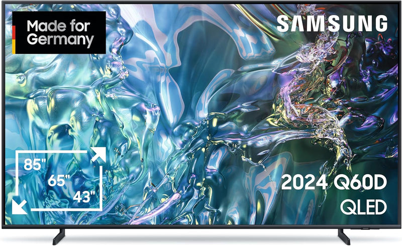 Samsung QLED 4K Q60D Fernseher 65 Zoll, Samsung TV mit Quantum Prozessor Lite 4K, 100 % Farbvolumen,