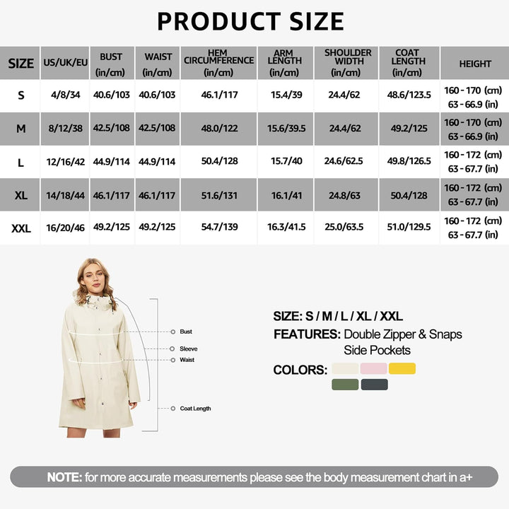 UNIQUEBELLA Damen Trenchcoat Langer Mantel Winddichter Jacke Einfarbig Kapuzenjacke Damenmantel Wind