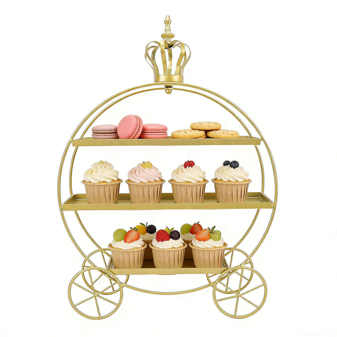 Cupcake-Ständer mit 3 Etagen, Eiserne Tabletts für Cupcakes, Donuts, Früchte, Gebäck, Dessert-Tisch-