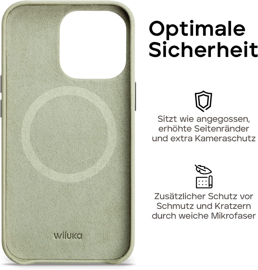 WIIUKA Hülle für iPhone 14 Pro Max, Leder aus Deutschland, Lederhülle extra Dünn, Premium Handyhülle