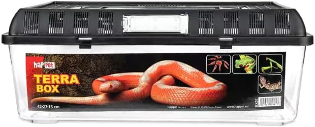 HAPPET Terra Box Zuchtkasten 42x27x15cm Transporter für Reptilien Amphibien & Spinnentiere, Transpar