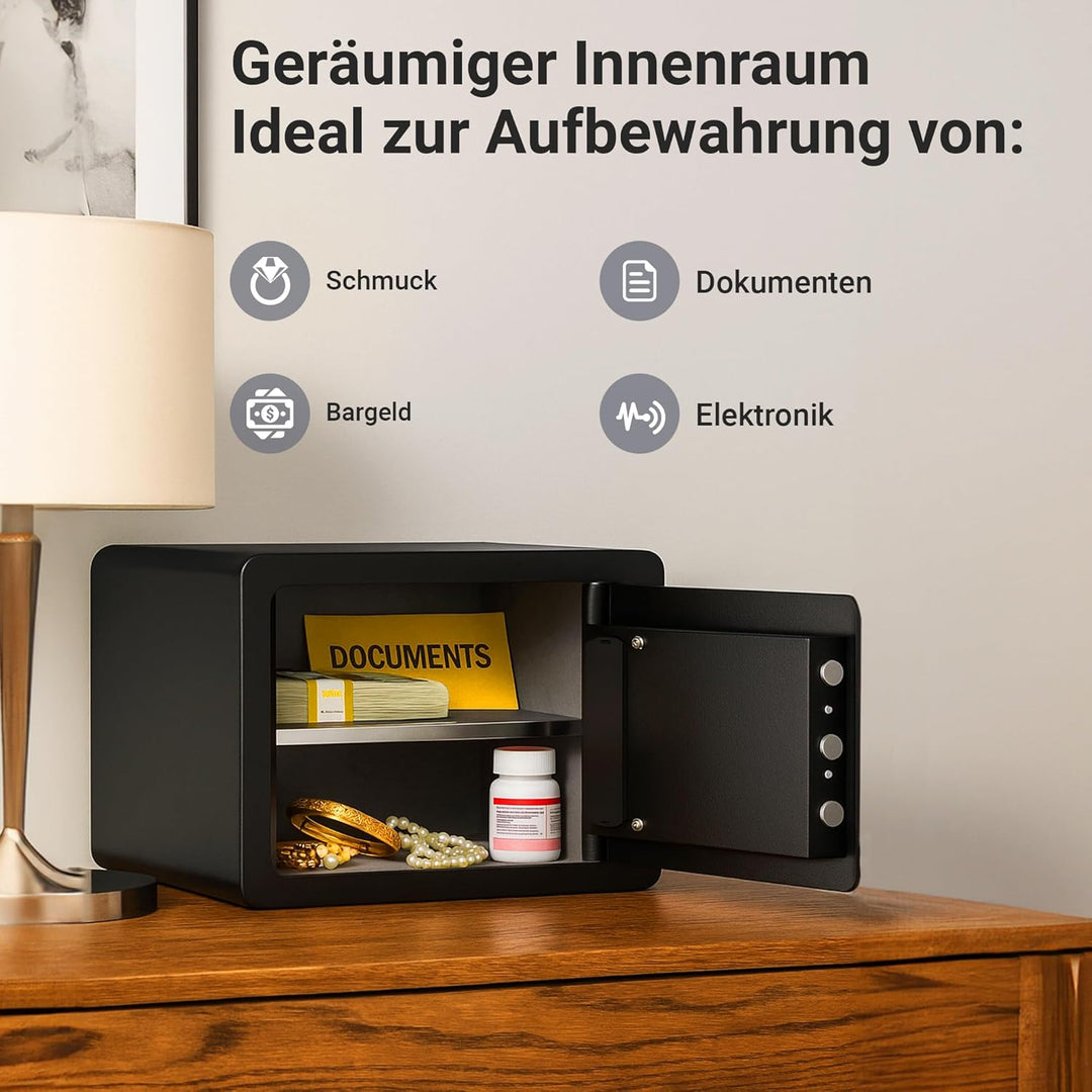 EXTRALINK Tresor für Zuhause – Safe mit Mechanischem Verschlusssystem, Kompakt ohne Batterien, Zahle