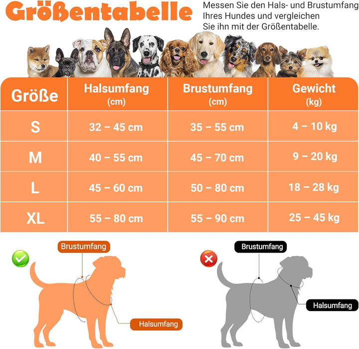 Funfox Hundegeschirr für Grosse Hunde No Pull Geschirr Einstellbar Anti Zug Sicherheitsgeschirr Hund