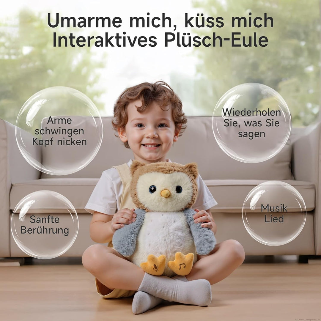 Eule Kuscheltier, Singende Interaktives Eule Stofftier, Plüschtier Elektronisches Nachsprechendes al