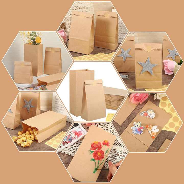 200 Stück Papiertüten, 18x9x5,5 cm Geschenktüten Klein Braun Kraftpapier Tüten Butterbrottüten Mitge