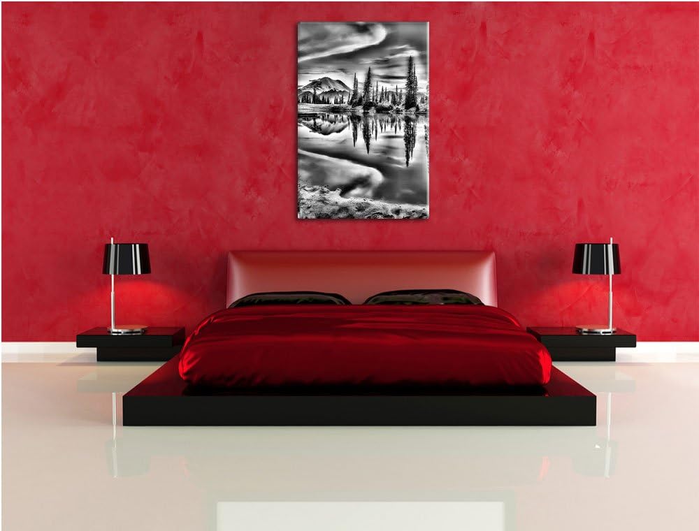 Pixxprint Sonnenaufgang Berglandschaft/Format: 100x70cm / Leinwandbild fertig bespannt Wandbild Kuns