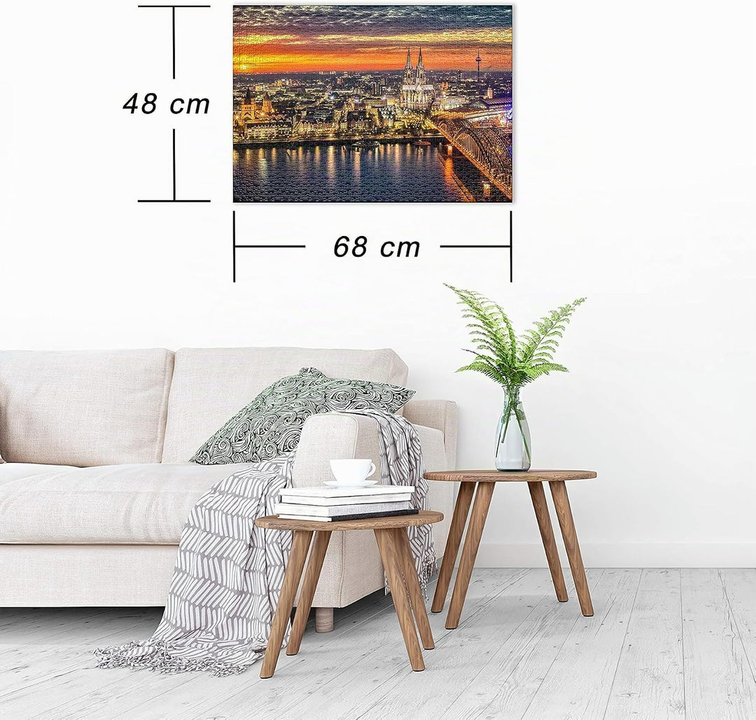 Ulmer Puzzleschmiede - Puzzle „Köln im Abendrot“ – Klassisches 1000 Teile Puzzle – Puzzlemotiv der K