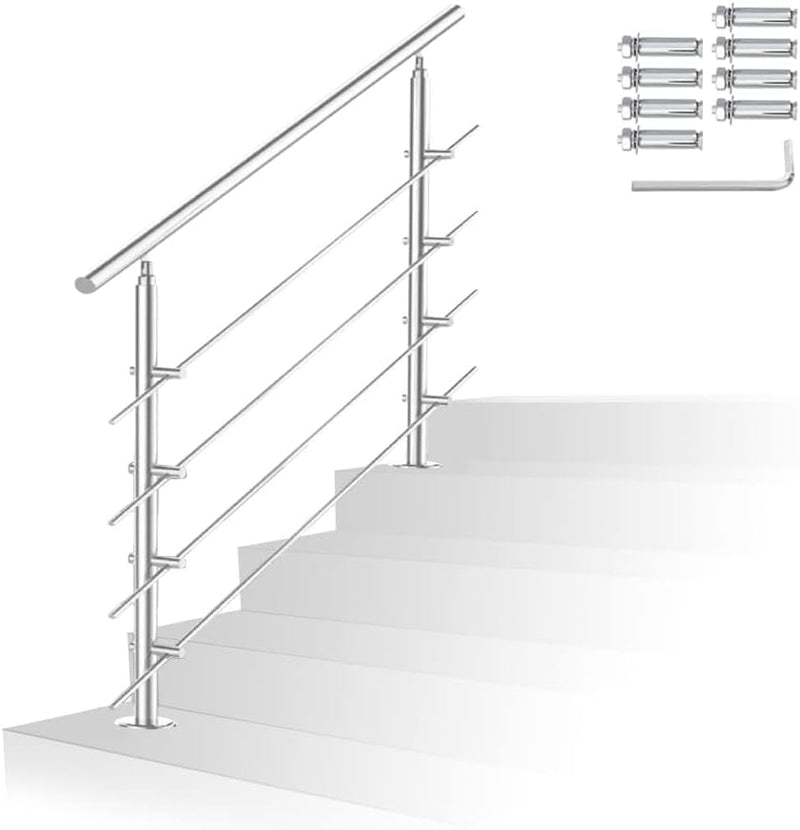 Randaco Edelstahl Handlauf Geländer Innen und Aussen, Treppengeländer für Balkon Brüstung Treppen Ha
