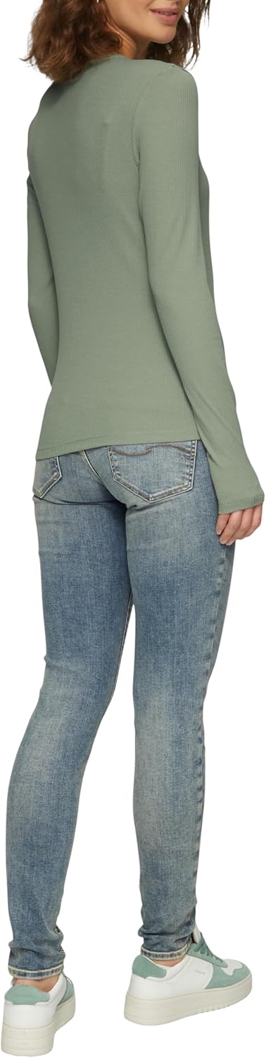 QS Geripptes Longsleeve XS 5832_tiefblau, XS 5832_tiefblau