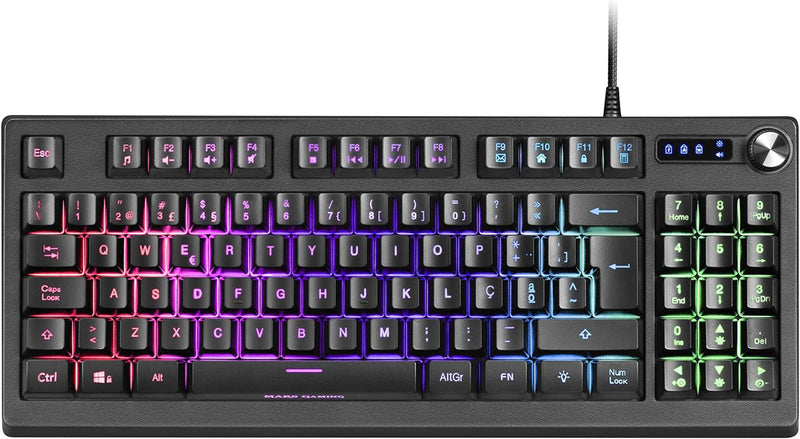 Mars Gaming MKREVOPT, H-Mech Compact TKL Tastatur und Ziffernblock, Volle RGB-Beleuchtung, Portugies