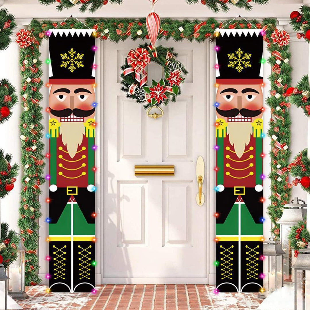 Türschild Weihnachten zum Aufhängen für die Veranda, Weihnachtsbanner mit Nussknacker-Motiv, Modell