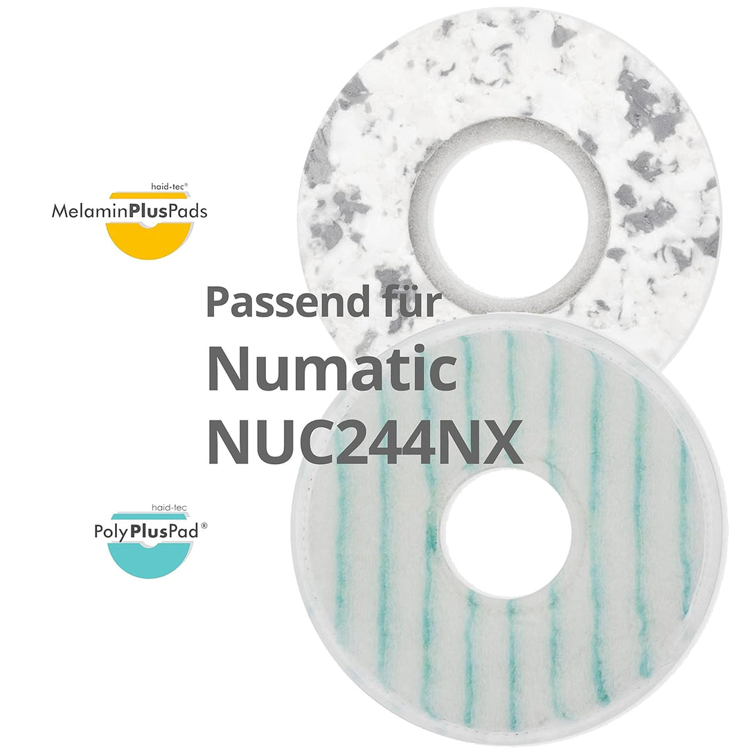 haid-tec Set 2x MPP + 2x PPP für Numatic NUC244NX, 2x Melamin Plus Pad, 2x PolyPlusPad