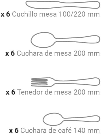 Arcos 572400 Serie Toscana - Geschenkbox Besteck-Set 24Stück(6Messer+12Löffel+6Gabel)-Monoblockausei