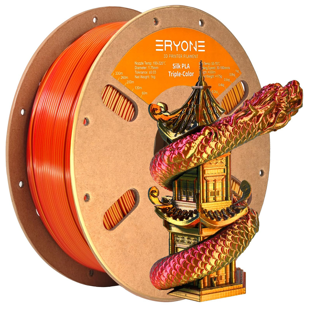 ERYONE Dreifarbiges Seiden PLA Filament 1.75mm,Seidiges Mehrfarbiges PLA-Filament für 3D-Drucker +/-