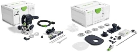 Festool Oberfräse OF 1010 REBQ-Set (mit Seitenanschlag mit Feineinstellung, Lichtmodul, Spannzange,