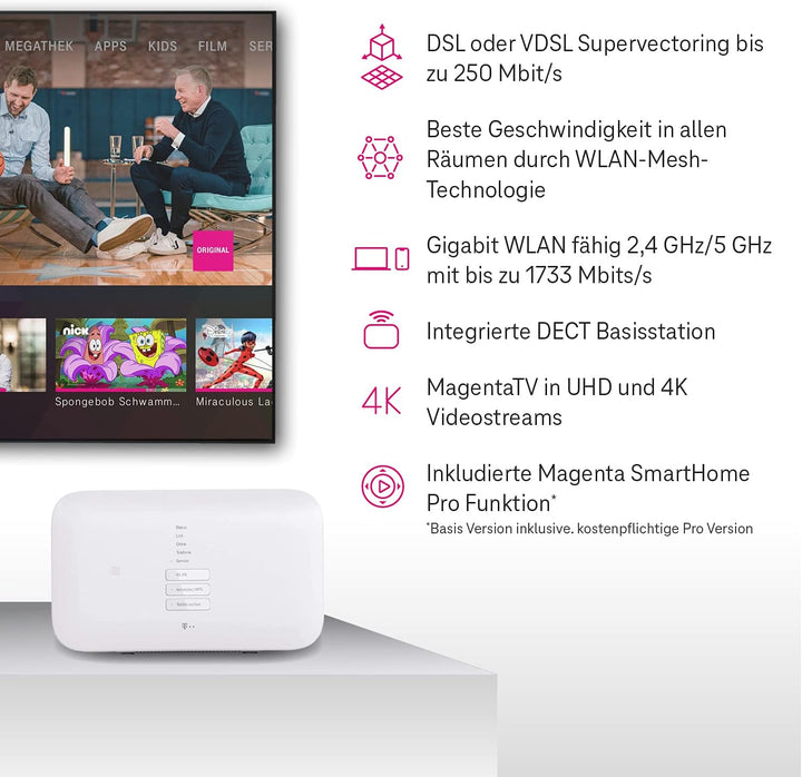 Telekom Router Speedport Smart 3 für schnelles Wifi mit bis zu 2500 Mbit/s | WLAN-Mesh-Technologie &